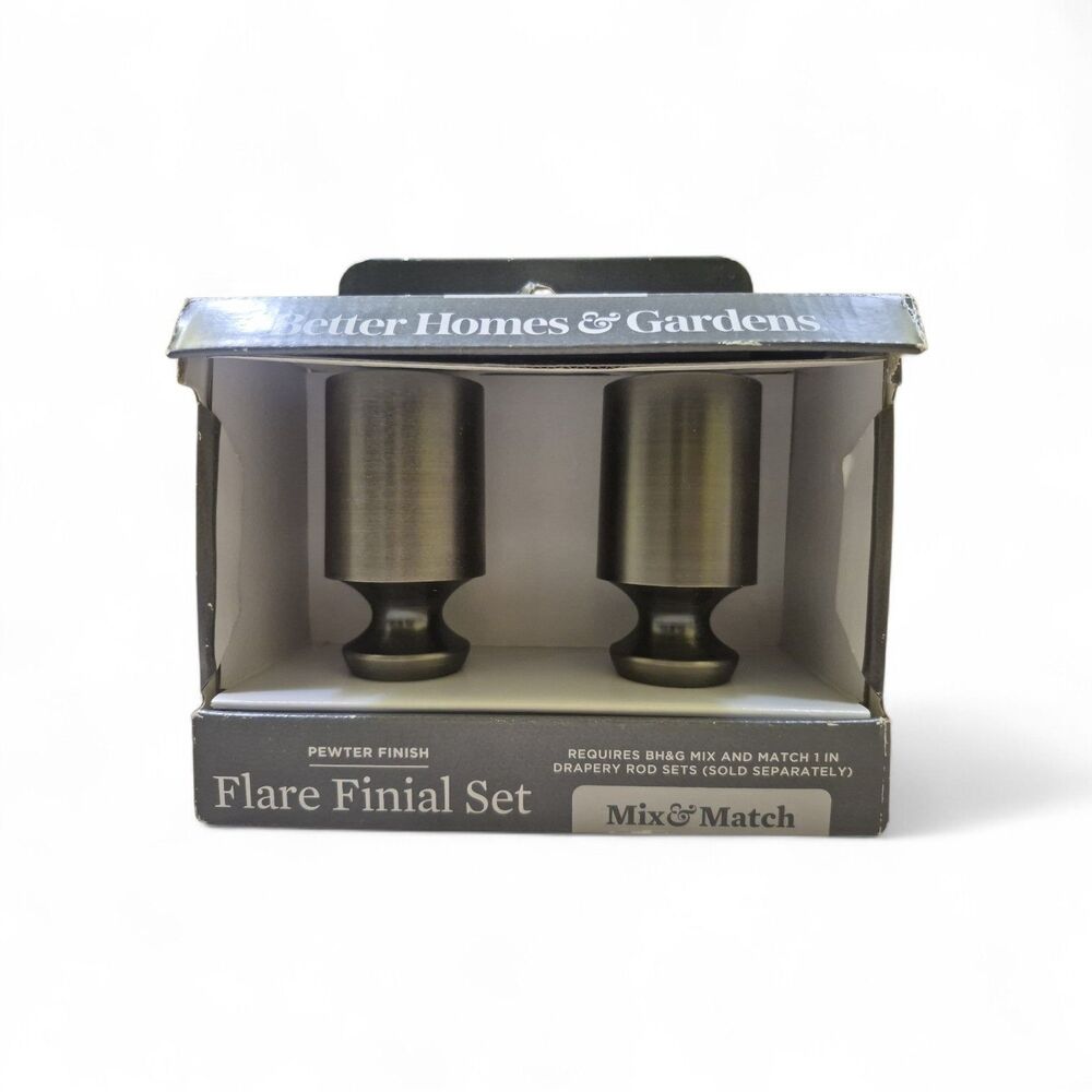 Flare Finial Set Matte Black Finish Better Homes & Gardens for Curtains NEW
